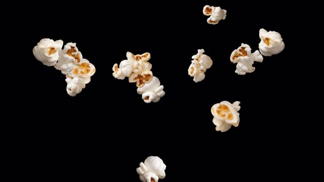 Movie Snack Spectacle: Animated slow-motion Popcorn Fun pop up in the air_alpha channel