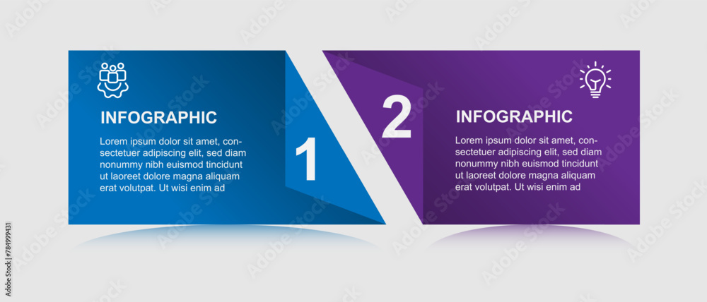 Poster 2 step infographic template with paper style