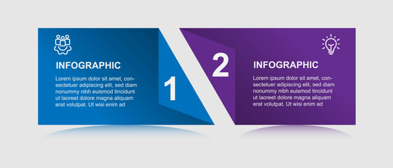 2 step infographic template with paper style