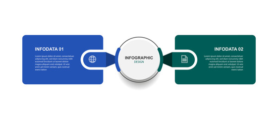 Infographic template vector. Workflow concept with 2 step process. 