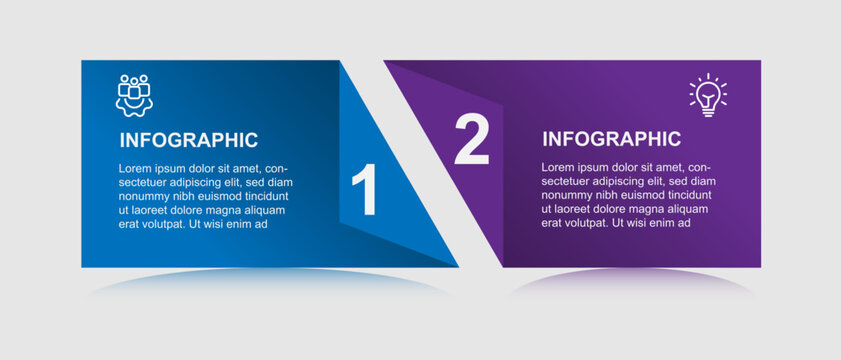 2 step infographic template with paper style