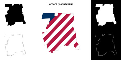 Hartford County (Connecticut) outline map set