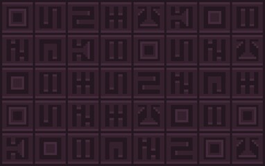 Pixel art egypt tile set design with shadowing and purple dark background - Assets for Game, background, and wallpaper.