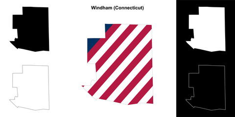 Windham County (Connecticut) outline map set