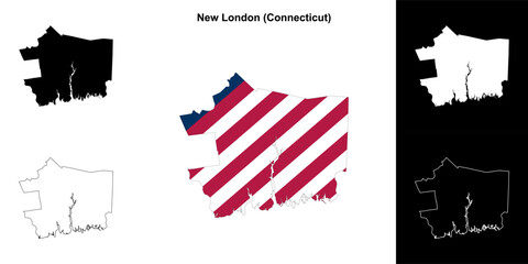 New London County (Connecticut) outline map set