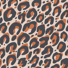 Seamless pattern of leopard spots for baby fabric. Brown spots like a leopard are scattered throughout the fabric. Flat vector illustration.