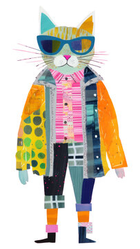 PNG  Fashionable cat art painting pattern
