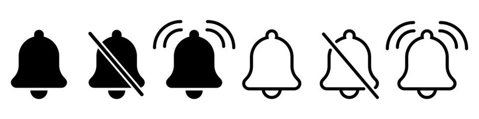 Ringing bells. Notification bell icons, ringing bell symbol. Inbox message notification. Message symbol flat style. Vecor EPS 10