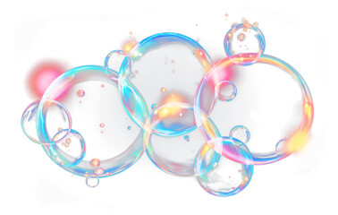 PNG soap bubble effect, transparent background - obrazy, fototapety, plakaty