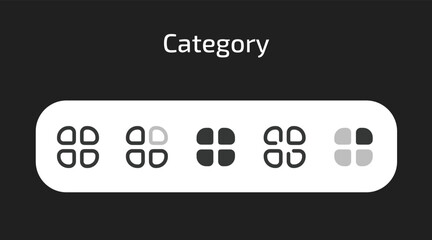 Category icons in 5 different styles as vector	