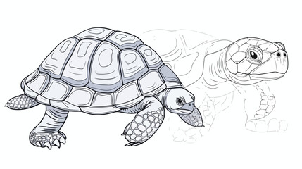 Coloring book for children Tortoise Flat vector isolated