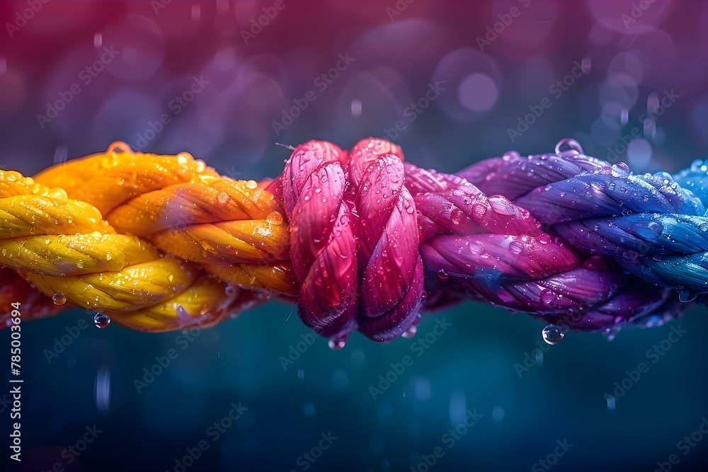 Poster unity knot: strength in diversity. concept embracing diversity, unity in differences, strength throu