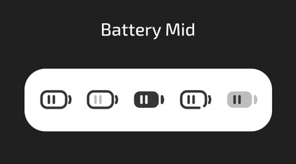 Battery Mid level icons in 5 different styles as vector	