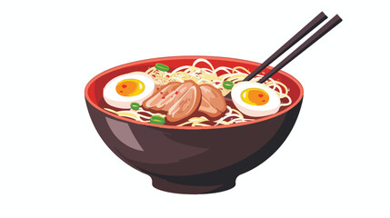 Tonkotsu ramen soup bowl with noodles sliced chashu