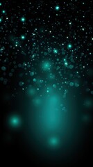 Abstract glowing light turquoise bokeh on a black background with empty space for product presentation, in the style of vector illustration design 