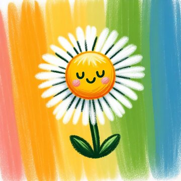 Simple cute dandelion in children's drawing style. Flat style
