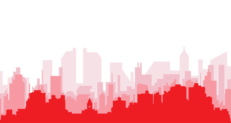Fototapeta premium Red panoramic city skyline poster with reddish misty transparent background buildings of BELO HORIZONTE, BRAZIL