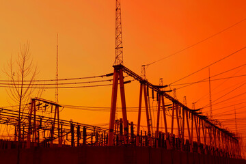 High voltage electric tower line