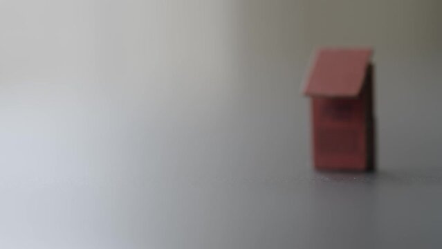 Miniature Mailbox push in to in focus right side of frame empty area for text
