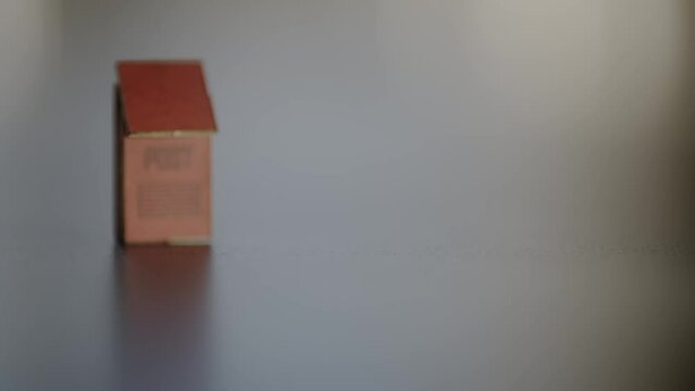 Miniature Mailbox left side of frame push in to in focus empty area for text