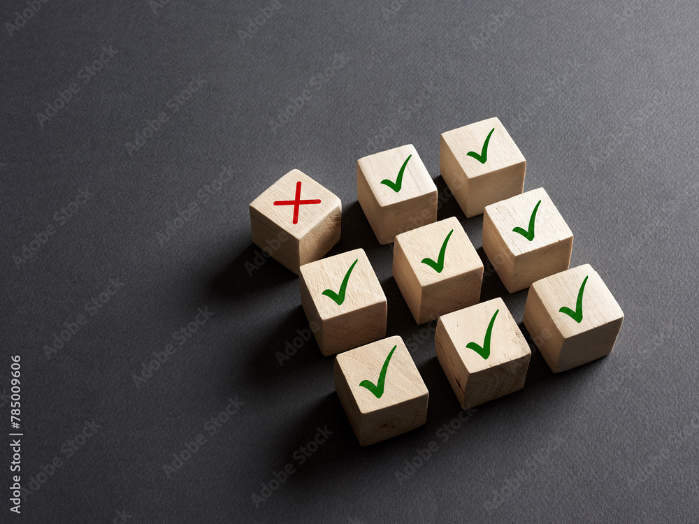 Poster choosing the wrong option, voting no or disapproval concept. cross wrong symbol stands out from the 