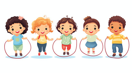 Cute and happy kids jumping rope Vector illustration