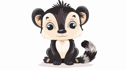 Cute baby skunk a sitting Flat vector isolated on white