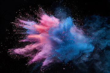 Colorful dust explosion background texture, colorful powder explosion dust splash concept illustration