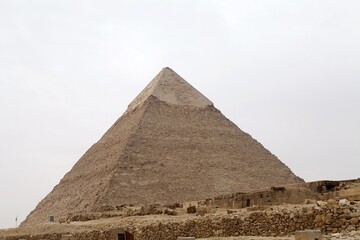 Fototapeta na wymiar The Pyramid of Khefre at the Giza Pyramid Complex in Giza, Egypt
