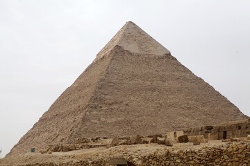 Fototapeta na wymiar The Pyramid of Khefre at the Giza Pyramid Complex in Giza, Egypt