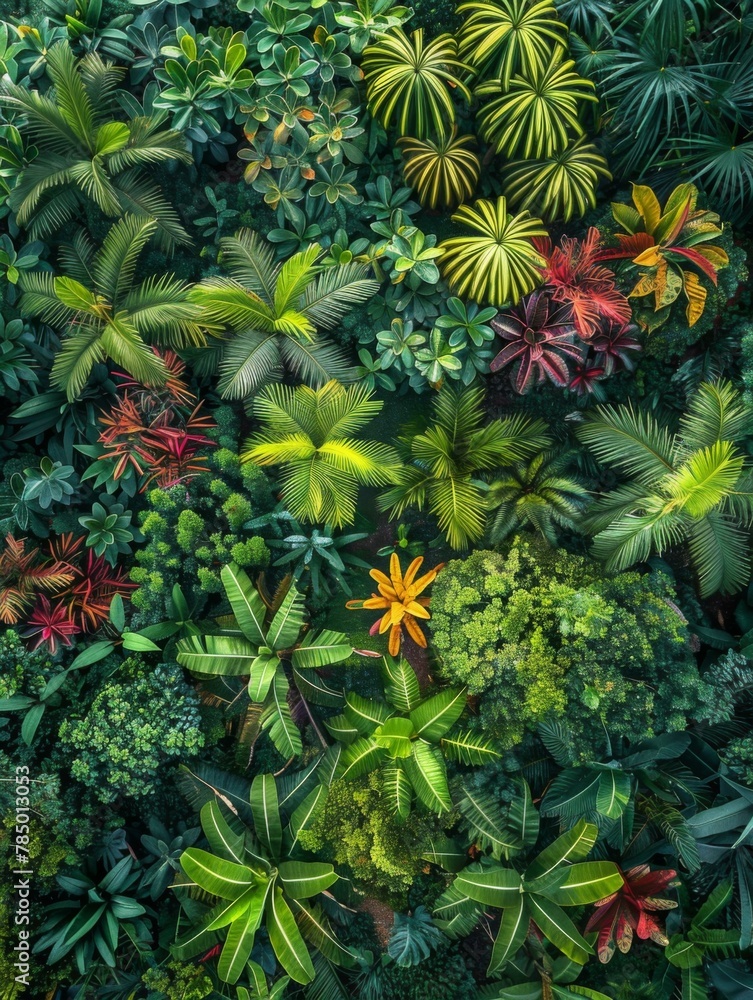 Poster a view of a close up shot of some plants and trees. generative ai.