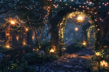 Enchanted Forest Path: Twilight Illumination