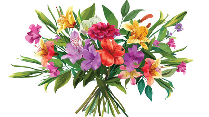 Beautiful flowers in a bouquet for congratulations vector - obrazy, fototapety, plakaty