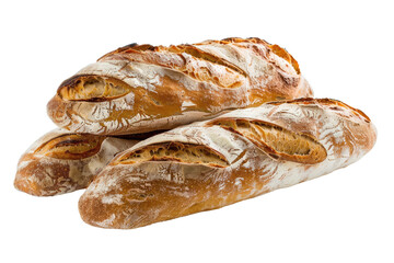 Three Loaves of Bread on White Background