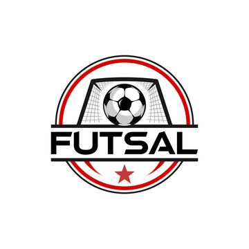 The emblem logo vector showcases a soccer ball and goalpost, representing a soccer team or futsal club.