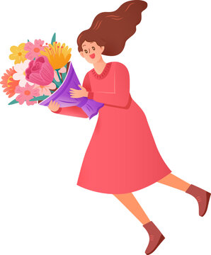 Woman Receiving Flower Bouquet