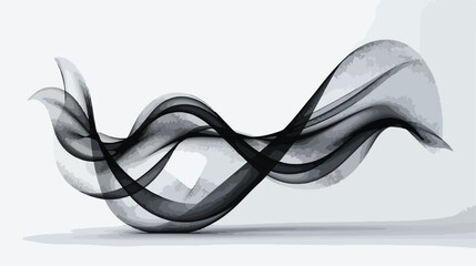 Black abstract wave design element on white background