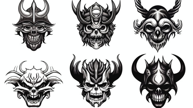Black tattoos Samurai mask Oni Devil Japanese