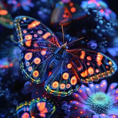Glimmering Futuristic Butterflies with Microscopic Intricate Details
