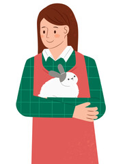 Pet Owner and Her Rabbit