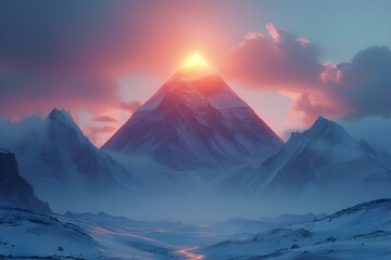 Mystical Peaks: Geometry Meets Horizon. Concept Mountain Photography, Abstract Landscapes, Natural Formations