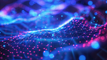 Blue abstract particle technology background, abstract KV main visual business PPT background