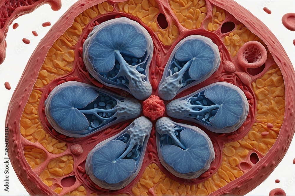 Poster inside a microscopic cell. generative ai.