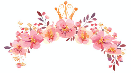 Cute princess headband with crown and floral wreath 