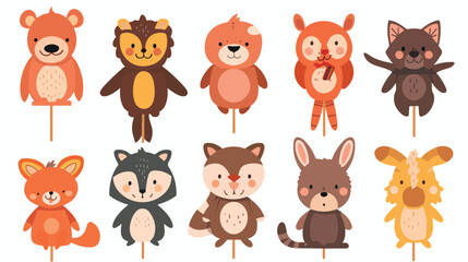 Cute puppet animal Flat vector isolated on white background