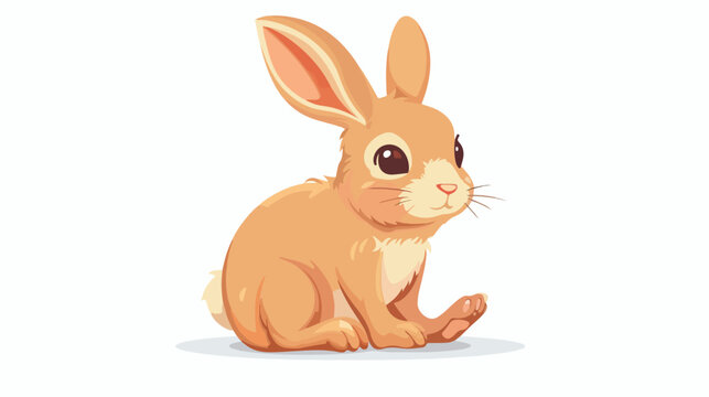 Cute rabbit cartoon on white background Flat vector illustration