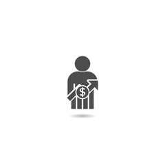 Employee salary increase icon with shadow