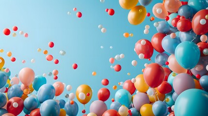 Festive Birthday Celebration Frame with Balloons, Pastel Blue Background with Chaotic Charm