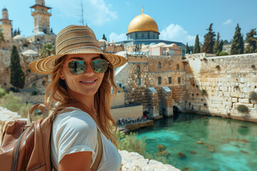 young woman on vacation in jerusalem