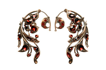 Elegant Earrings With Red Stones